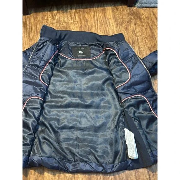 Zara Lightweight Packable Puffer Down Jacket Quilted Navy Blue Size S Duck - Picture 9 of 10